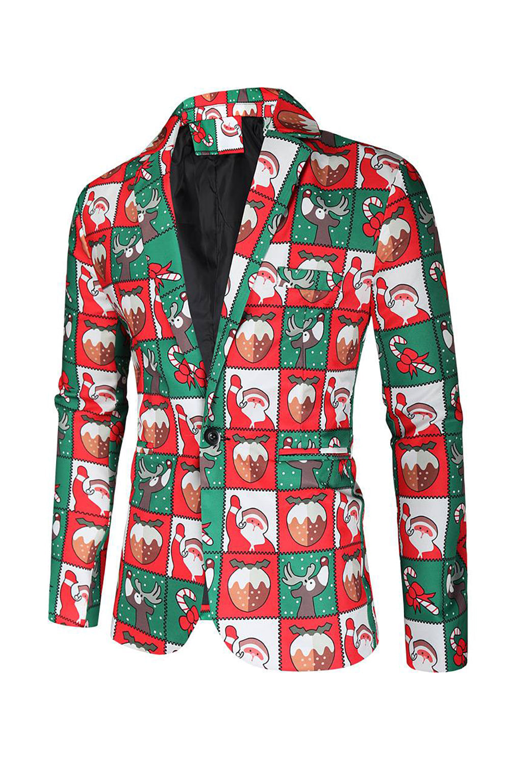 Rouge et vert 3 pièces Costume de fête de Noël pour hommes