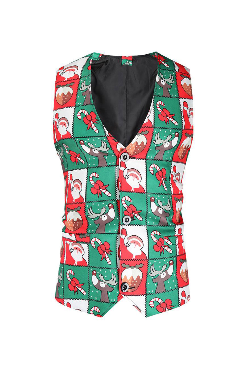 Rouge et vert 3 pièces Costume de fête de Noël pour hommes