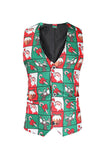 Rouge et vert 3 pièces Costume de fête de Noël pour hommes