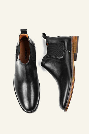 Chaussures pour hommes en cuir vintage britannique décontracté à bout rond