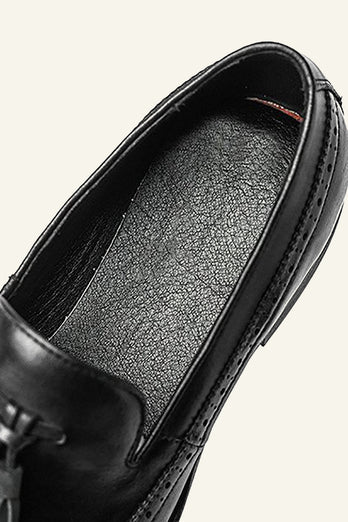 Chaussures à pompons noirs peu profonds pour hommes