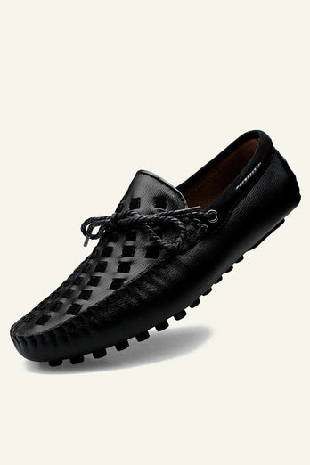 Chaussures décontractées noires à enfiler pour hommes