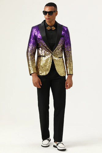 Blazer de bal pour hommes Sparkly Purple and Golden Sequins