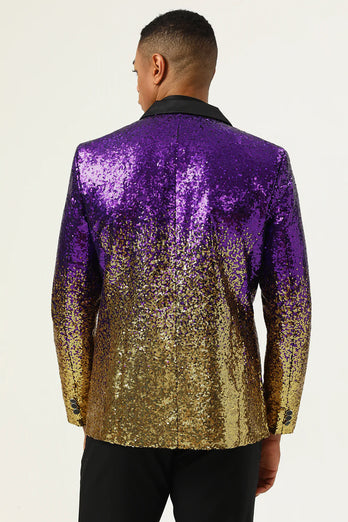 Blazer de bal pour hommes Sparkly Purple and Golden Sequins