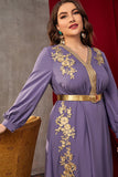 Taille Plus Purple Caftan Marocain avec manches longues