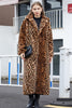 Charger l&#39;image dans la galerie, Brown Leopard Notched Lapel Faux Fur Shearling Coat
