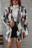 Châle blanc et rose Lapel Midi Faux Fur Shearling Coat