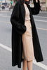Charger l&#39;image dans la galerie, Manteau de laine ceinturé à revers noir avec poches