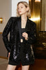 Charger l&#39;image dans la galerie, Paillettes noires scintillantes Blazer de bal surdimensionné pour femmes