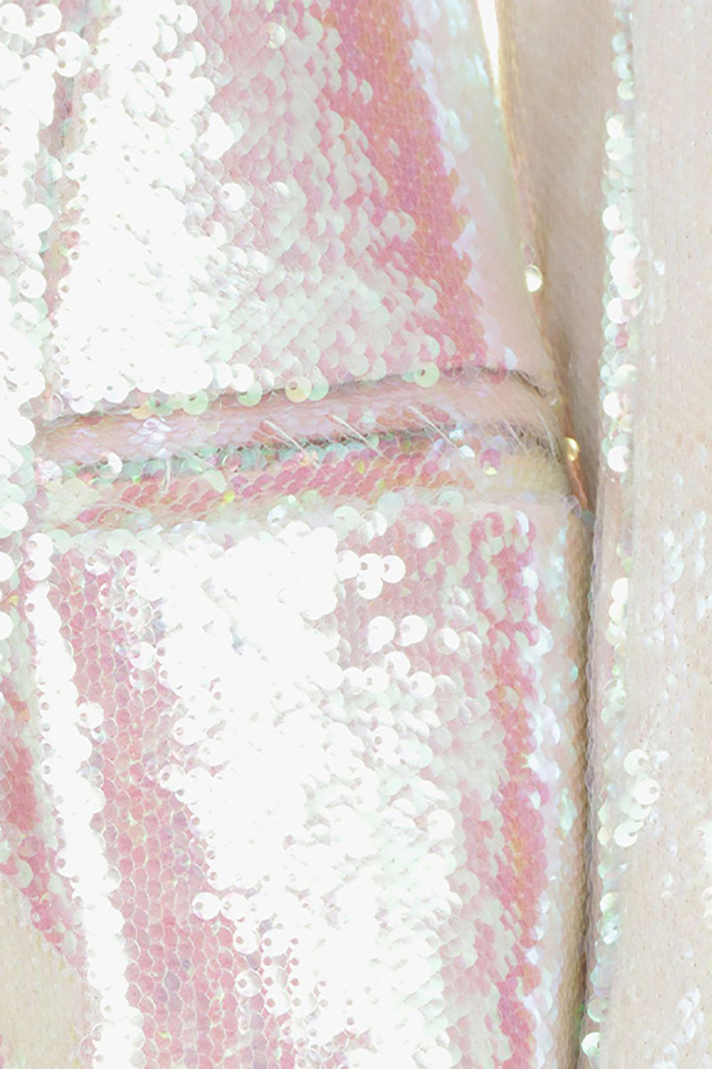 Charger l&#39;image dans la galerie, Blazer de bal de finissants à paillettes blanc scintillant pour femme