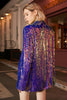 Charger l&#39;image dans la galerie, Paillettes violettes scintillantes Blazer de bal surdimensionné pour femmes