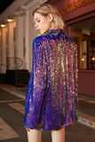 Paillettes violettes scintillantes Blazer de bal surdimensionné pour femmes