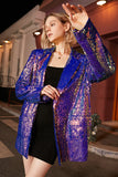 Paillettes violettes scintillantes Blazer de bal surdimensionné pour femmes