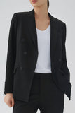 Black Double Breasted Peak Lapel Women Party Blazer