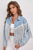 Veste en jean bleu avec franges