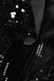 Paillettes noires  Femmes Bal Blazer Soirée avec plumes