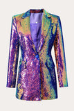 Paillettes violettes scintillantes Bal des finissants Blazer pour femmes