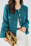 Veste pour femme en tweed ouvert bleu foncé