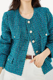 Veste pour femme en tweed ouvert bleu foncé