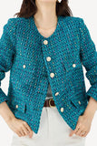 Veste pour femme en tweed ouvert bleu foncé