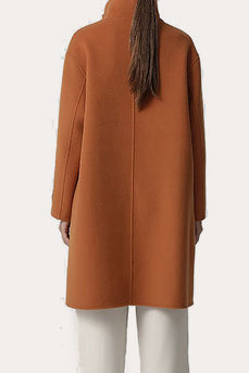 Cou asymétrique marron Long Manteau de laine surdimensionné