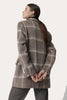 Charger l&#39;image dans la galerie, Manteau en laine à double boutonnage pour femme à carreaux kaki