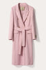 Charger l&#39;image dans la galerie, Manteau long en laine rose à revers double boutonnage pour femme