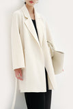 Revers noir cranté Midi Femmes Manteau de laine avec ceinture