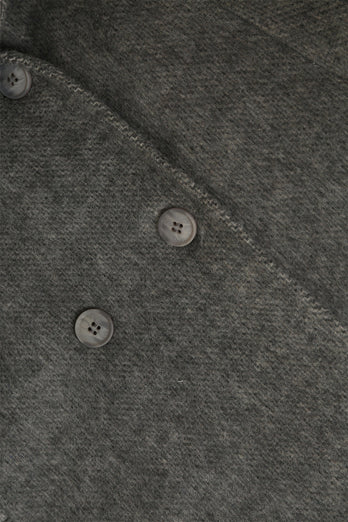 Manteau long croisé gris en laine mélangée avec ceinture