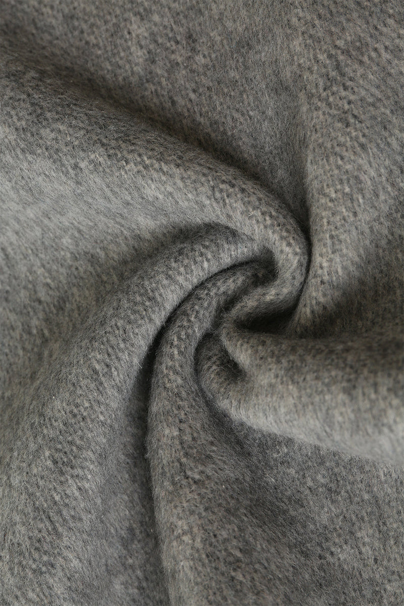 Charger l&#39;image dans la galerie, Manteau long croisé gris en laine mélangée avec ceinture