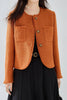 Charger l&#39;image dans la galerie, Orange Tweed Châle Revers Bouton Cropped Femmes Manteau