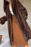 Café Ouvert Avant Fausse Fourrure Long Femmes Fluffy Coat