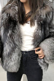 Manteau gris à revers Shearling Cropped Faux Fur Coat