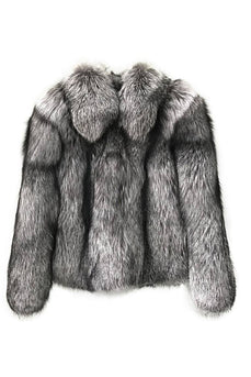 Manteau gris à revers Shearling Cropped Faux Fur Coat