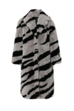 Motif zèbre gris foncé imitation manteau en shearling longue fausse fourrure surdimensionnée