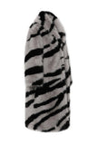 Motif zèbre gris foncé imitation manteau en shearling longue fausse fourrure surdimensionnée