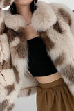 Châle kaki Revers Midi Fausse Fourrure Manteau en shearling