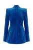 Charger l&#39;image dans la galerie, Blazer de fête en velours à revers en pointe bleu pour femmes