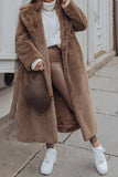 Manteau long ouvert en peau de mouton en fausse fourrure kaki avec ceinture