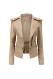 Veste courte à fermeture éclair amovible abricot à revers cranté