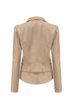 Veste courte à fermeture éclair amovible abricot à revers cranté