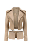 Veste courte à fermeture éclair amovible abricot à revers cranté