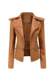 Veste courte à fermeture éclair amovible abricot à revers cranté