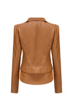 Veste courte à fermeture éclair amovible abricot à revers cranté