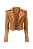 Veste courte à fermeture éclair amovible abricot à revers cranté