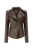 Veste courte à fermeture éclair amovible abricot à revers cranté