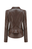 Veste courte à fermeture éclair amovible abricot à revers cranté