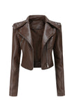 Veste courte à fermeture éclair amovible abricot à revers cranté