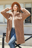 Manteau midi boutonné en molleton camel