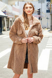 Manteau midi boutonné en molleton camel